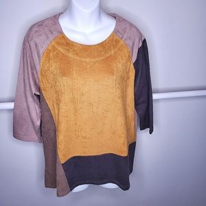 Micro suede color block top